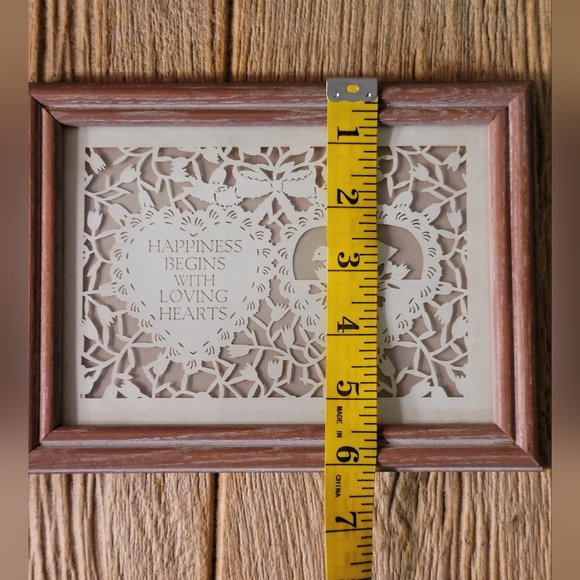 Vintage 70's Framed Scherenschnitte By Figi Graphics Happiness Begins With Love - Picture 4 of 5